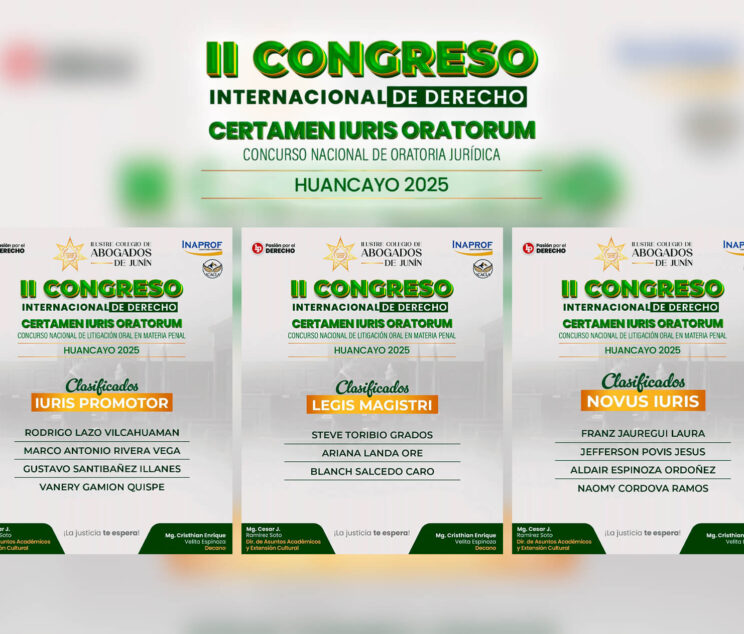 Huancayo celebra a las futuras voces del Derecho Penal: resultados del Certamen Iuris Oratorum 2025